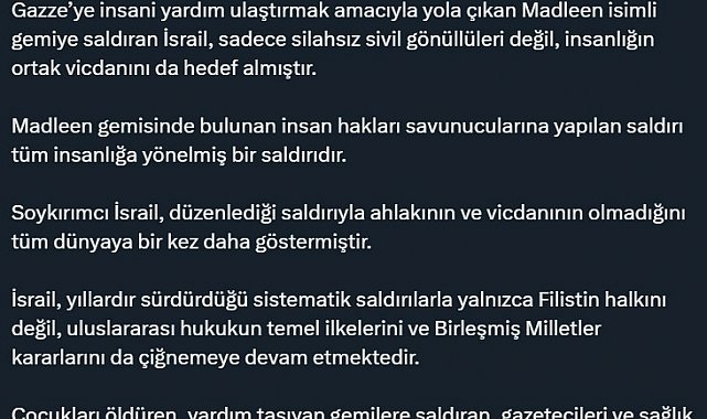 Bakan Tunç: "Katil İsrail, bir kez daha hukuk tanımazlığını gözler önüne sermiştir"