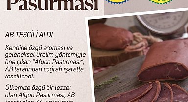 Bakan Yumaklı: "Afyon Pastırması, Avrupa Birliği'nden coğrafi işaret tescili alan 34'üncü ürünümüz oldu"