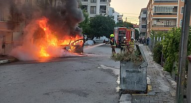 Balıkesir'de seyir halindeki otomobil yandı