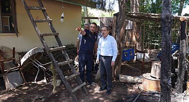 Başkan Ataç yanan evlerde incelemelerde bulundu