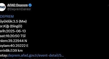 Bingöl'de 3.5 büyüklüğünde deprem