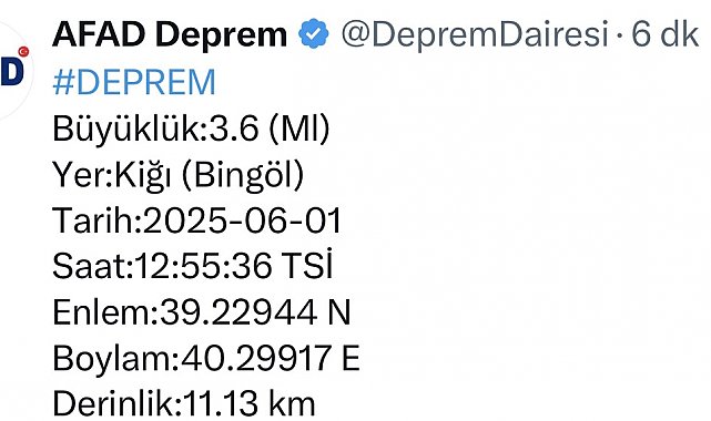 Bingöl'de bir deprem daha