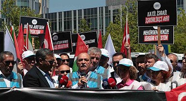 Büro Memur-sen'den ABD Büyükelçiliği önünde siyah çelenkli protesto
