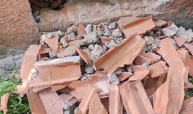 Duvarın içinde mahur kalan kedi itfaiye ekipleri tarafından kurtarıldı