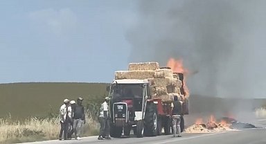 Edirne'de balya yüklü römorkta yangın çıktı