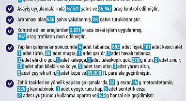 Elazığ'da son bir haftada 247 olay meydana geldi, 240 kişi yakalandı