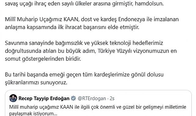 Fahrettin Altun: "Türkiye, KAAN ile 5. Nesil savaş uçağı ihraç eden sayılı ülkeler arasında"