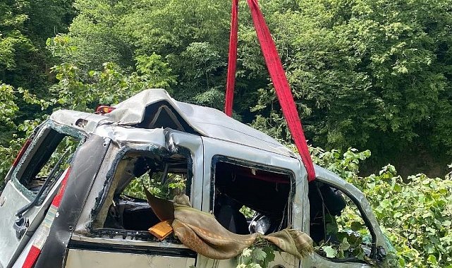 Giresun'da hafif ticari araç dereye uçtu