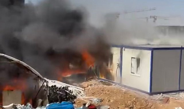 İnşaat şantiyesinde çıkan yangın korkuttu