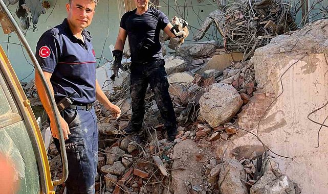 İnşaat yıkım alanında sıkışan yavru kedi kurtarıldı