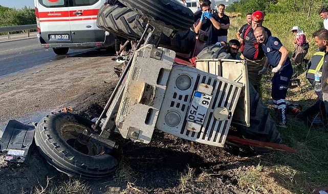Karacabey'de traktör ile çekici çarpıştı: 1 yaralı
