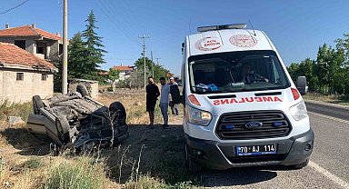 Karaman'da otomobil takla attı: 1 yaralı