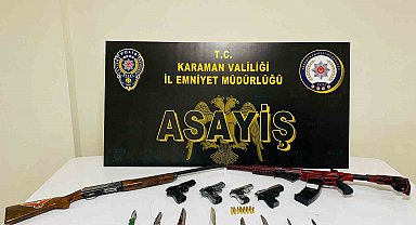Karaman'da ruhsatsız silahlar ile uyuşturucu ele geçirildi
