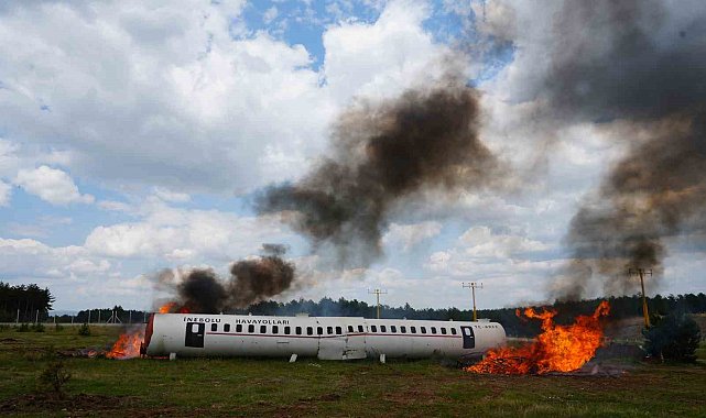Kastamonu'da nefes kesen uçak kazası tatbikatı
