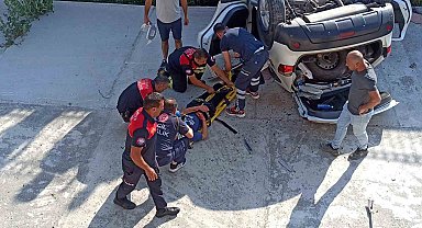 Kontrolden çıkan otomobil dere yatağına uçtu anne ve oğlu yaralandı