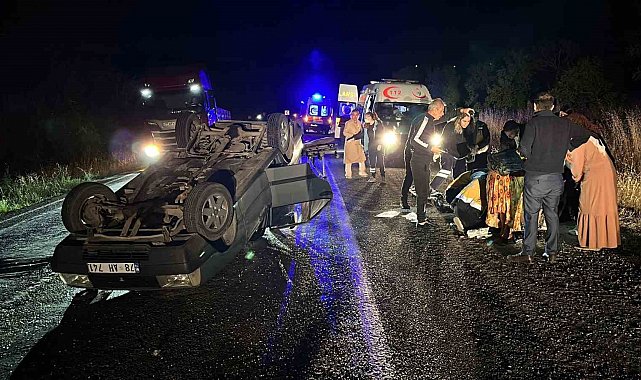 Kontrolden çıkan otomobil takla atıp ters döndü: 1'i çocuk 4 yaralı