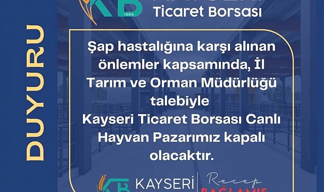 KTB Canlı Hayvan Pazarı'nda 'şap hastalığı' önlemi