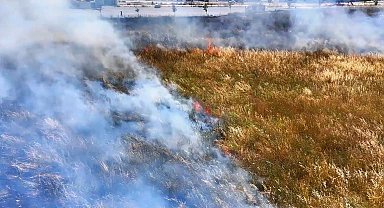 Küçükçekmece'de geniş otluk alanda çıkan yangın paniğe neden oldu