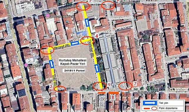 Kurtuluş Kapalı Pazar Yeri inşaatı için trafik düzenlemesi