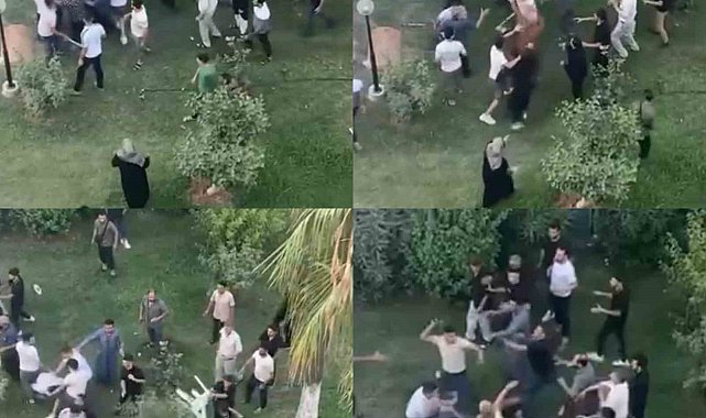 Mersin'de iki grup arasında sopalı sandalyeli kavga: O anlar kamerada