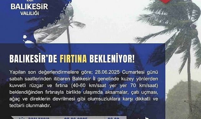 Meteoroloji'den Balıkesir'e fırtına uyarısı