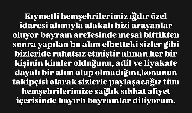 MHP İl Başkanından Iğdır İl Özel İdaresi personel alımına tepki