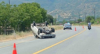 Otomobil takla atıp ters döndü: 1 yaralı