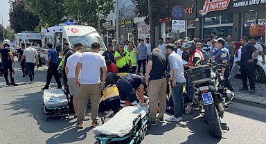 Otomobille motosiklet çarpıştı: 2 yunus polisi yaralı