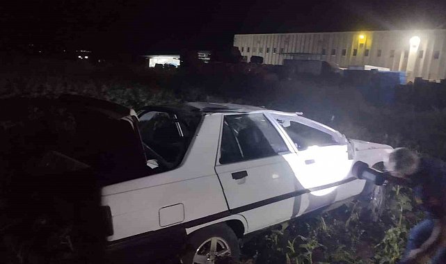 Palete çarpan otomobil tarlaya savruldu: 1 yaralı