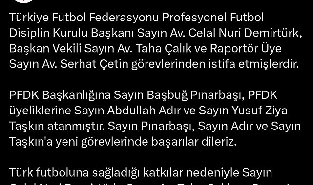 PFDK Başkanlığı'na Başbuğ Pınarbaşı atandı