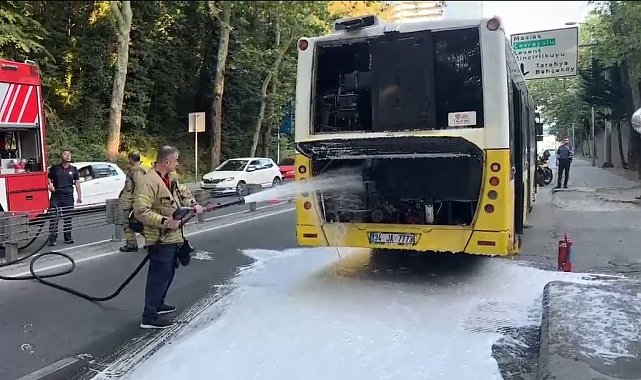Sarıyer'de otobüste çıkan yangın söndürüldü