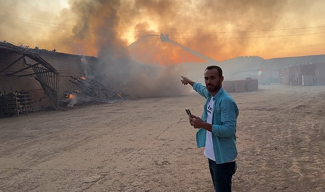 Tokat'ta tuğla fabrikasında çıkan yangında dumanlar gökyüzünü kapladı