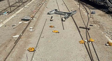 Üst geçit çalışmasında vincin kaldırdığı demir yüklü halat koptu: 3 işçi yaralandı