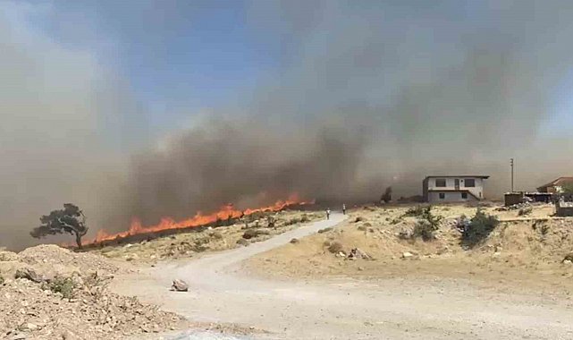 Ayvacık'ta başlayan yangın yerleşim yerlerini tehdit ediyor