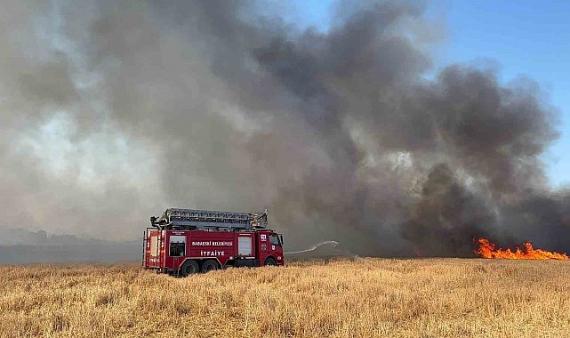 Babaeski'de tarım arazisinden askeri bölgeye sıçrayan yangın kontrol altına alındı