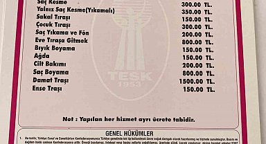 Bafra'da berber ve kuaförlere zam: Ense tıraşı 150 lira