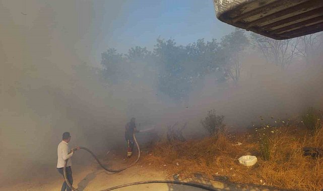 Bandırma'da otluk alanda çıkan yangın kontrol altına alındı