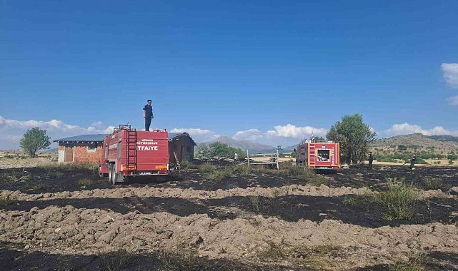 Beyşehir'de arazi ve ahır yangını korkuttu