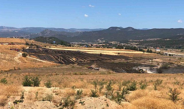 Bilecik'te anız yangını helikopter desteği ile söndürüldü