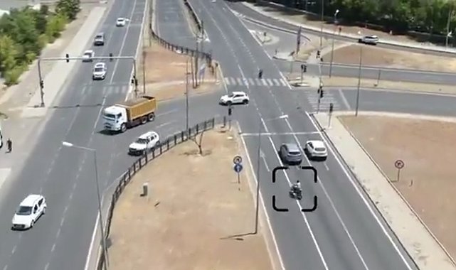 Bingöl'de dron destekli trafik denetiminde plakasız motosiklete ceza