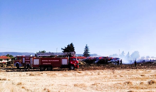 Binlerce paket yem ve ekili arazilerin kül olduğu yangında felaketi çiftçiler önledi