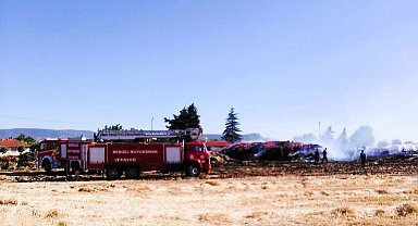 Binlerce paket yem ve ekili arazilerin kül olduğu yangında felaketi çiftçiler önledi