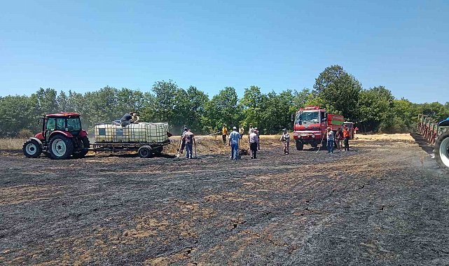 Buğday tarlasında çıkan yangında 10 dönümlük alan zarar gördü
