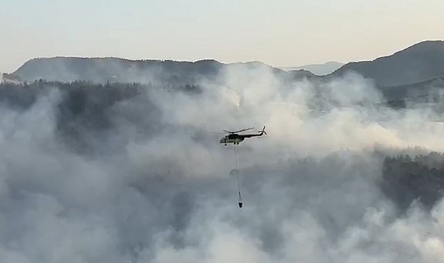 Bursa'da başlayıp Balıkesir'e sıçrayan yangına müdahale sürüyor