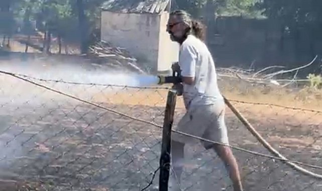 Çanakkale'de yangın söndürme çalışmalarına ünlü oyuncudan destek