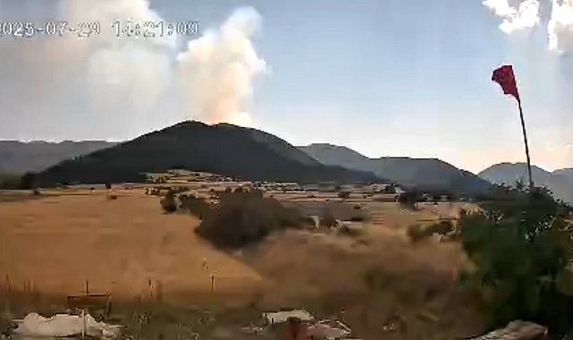 Çankırı-Kastamonu sınırındaki orman yangınının çıkış anı kameraya yansıdı