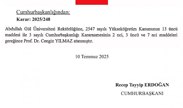 Cengiz Yılmaz, AGÜ Rektörlüğü'ne yeniden atandı