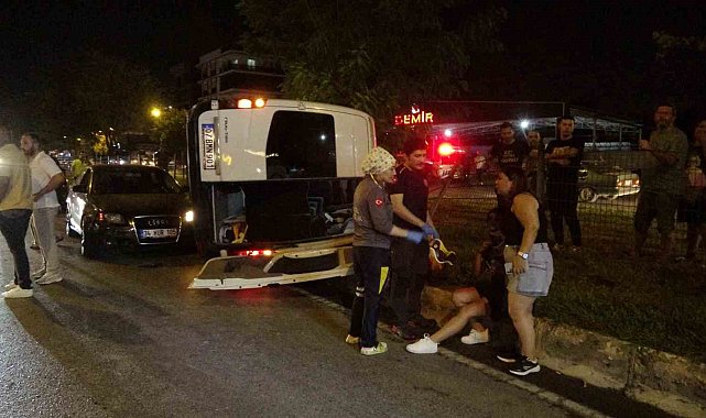 Devrilen minibüsten burunları bile kanamadan çıktılar