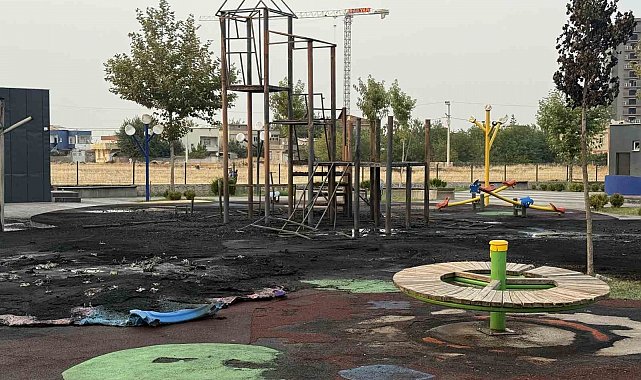 Diyarbakır'da çocuk parkı alevlere teslim oldu