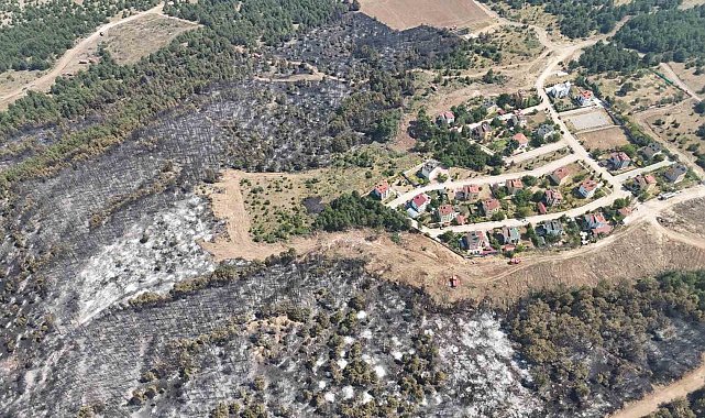 Dron görüntüleri yangın tehlikesinin boyutunu gösterdi